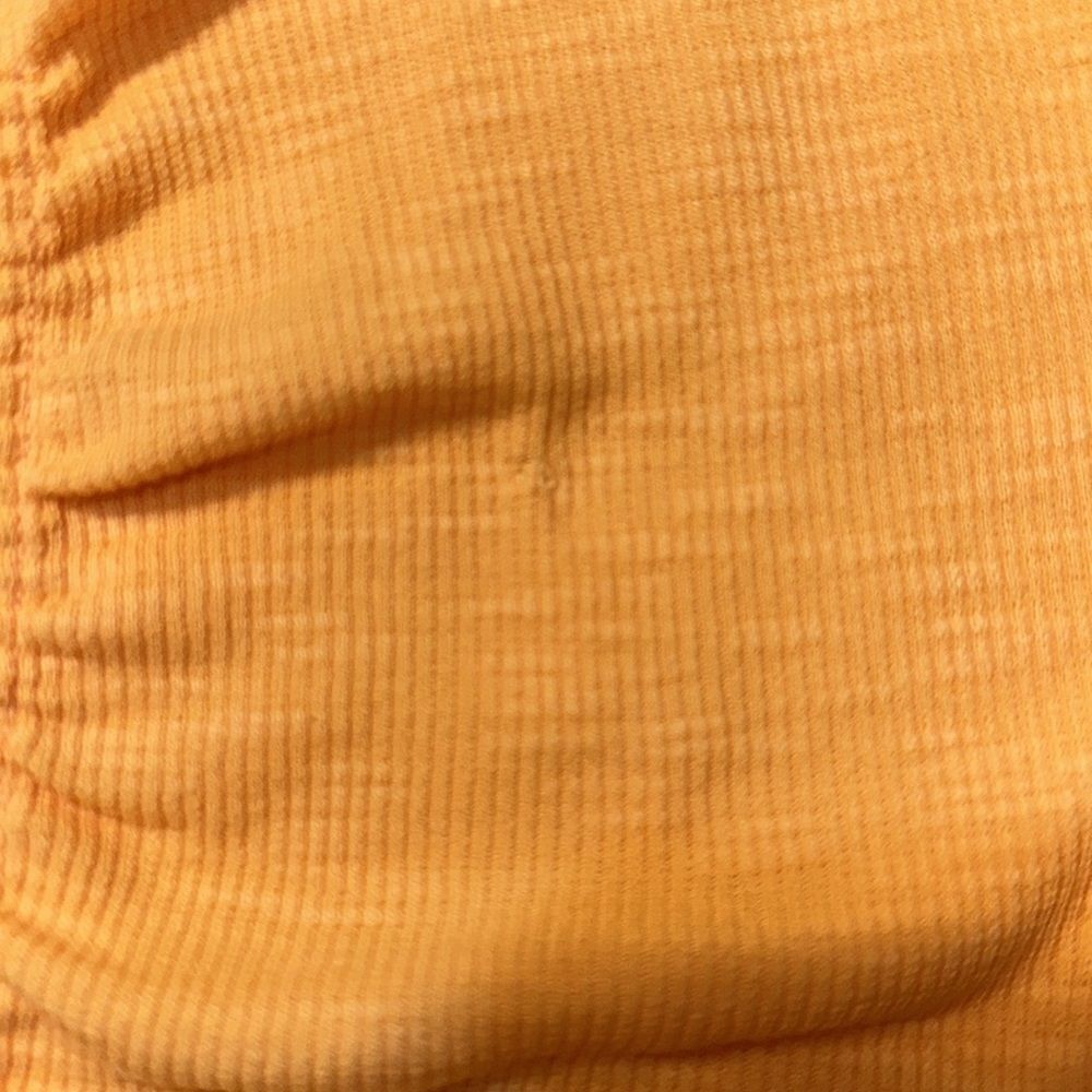 GAP S Orange Ribbed V-Neck Short Sleeve Ruched Front Tee - Picture 12 of 12